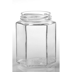 390ml, 6-kant glass, 500g med honning