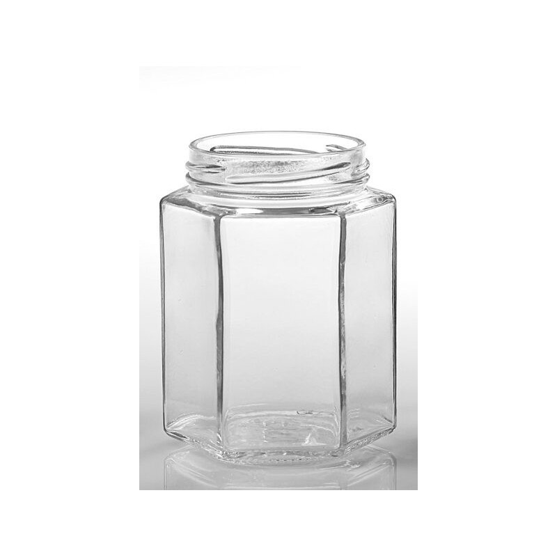 390ml, 6-kant glass, 500g med honning